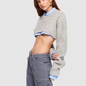 LIONESS SONNY KNIT CROP - GREY